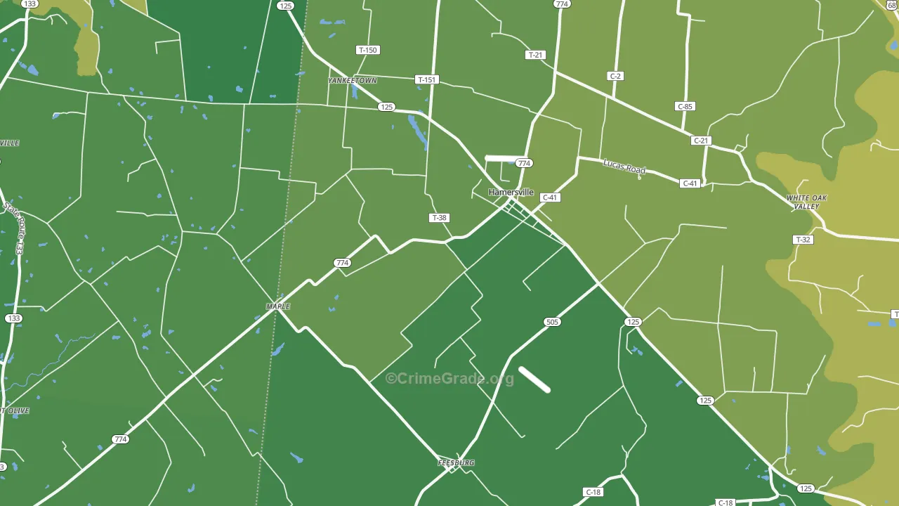 Hamersville, OH Map of Drug-Related Crime Rates