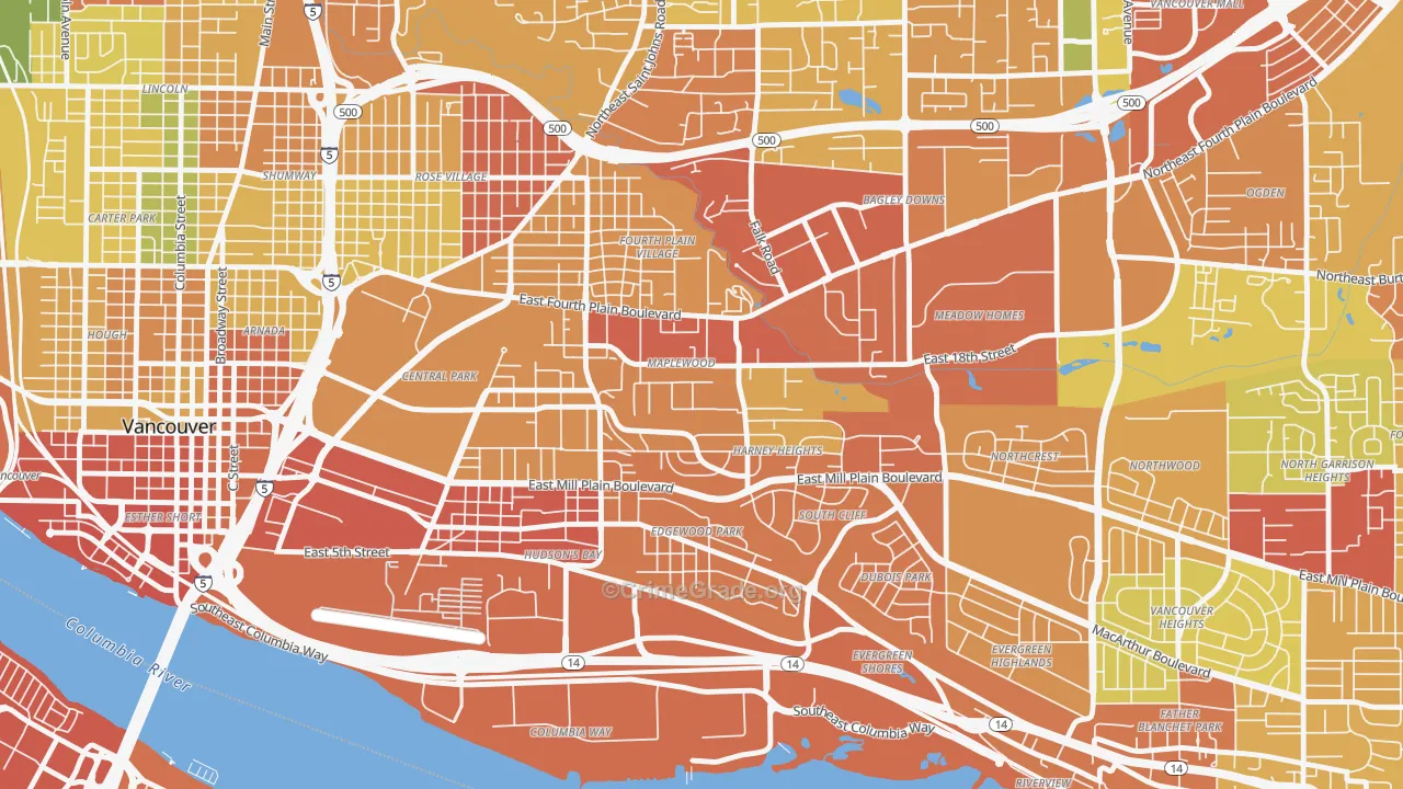 Hamey Heights, Vancouver, WA Map of Drug-Related Crime Rates