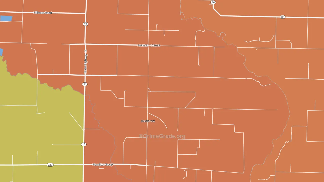 Hamilton, AR Map of Drug-Related Crime Rates