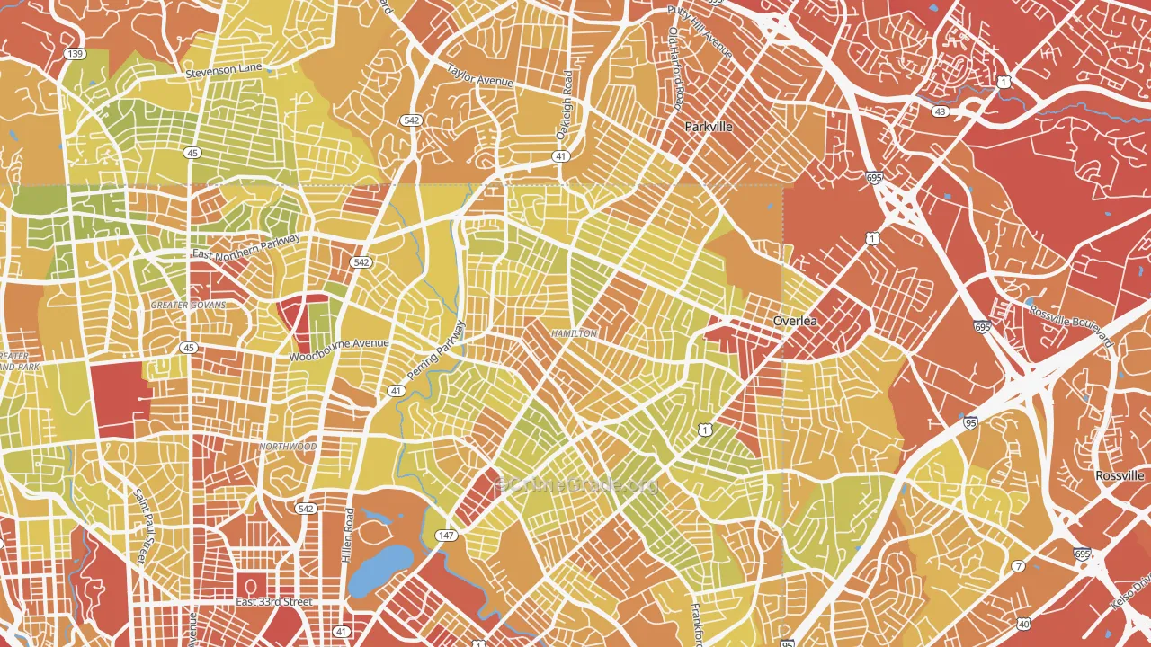 Hamilton Area, Baltimore, MD Map of Drug-Related Crime Rates
