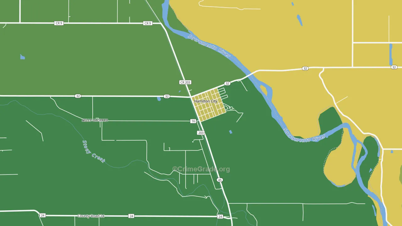 Hamilton City, CA Map of Drug-Related Crime Rates