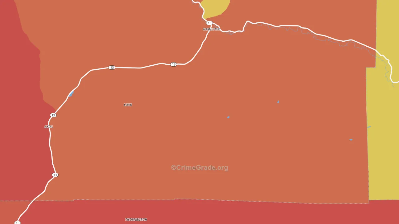 Hamilton, CO Map of Drug-Related Crime Rates