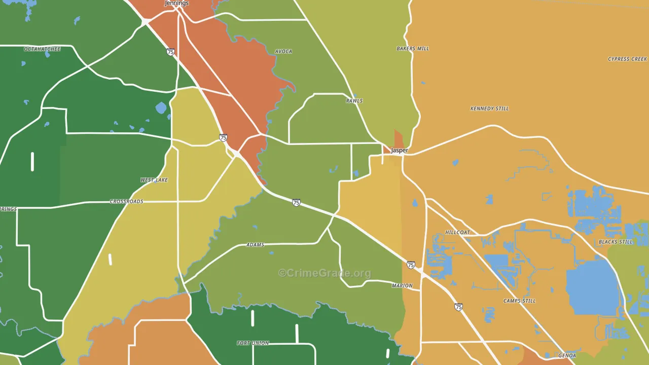 Hamilton County, FL Map of Drug-Related Crime Rates