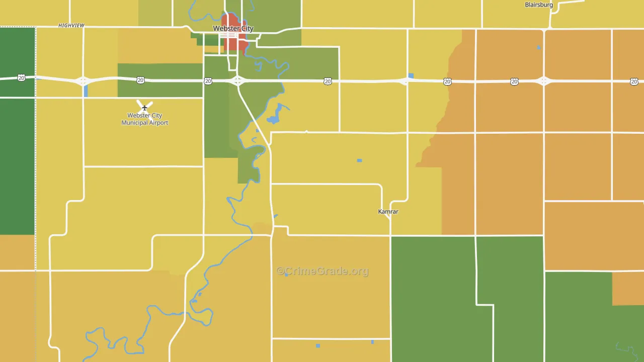 Hamilton County, IA Map of Drug-Related Crime Rates