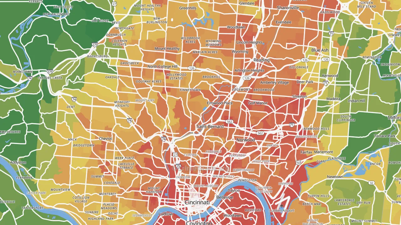 Hamilton County, OH Map of Drug-Related Crime Rates
