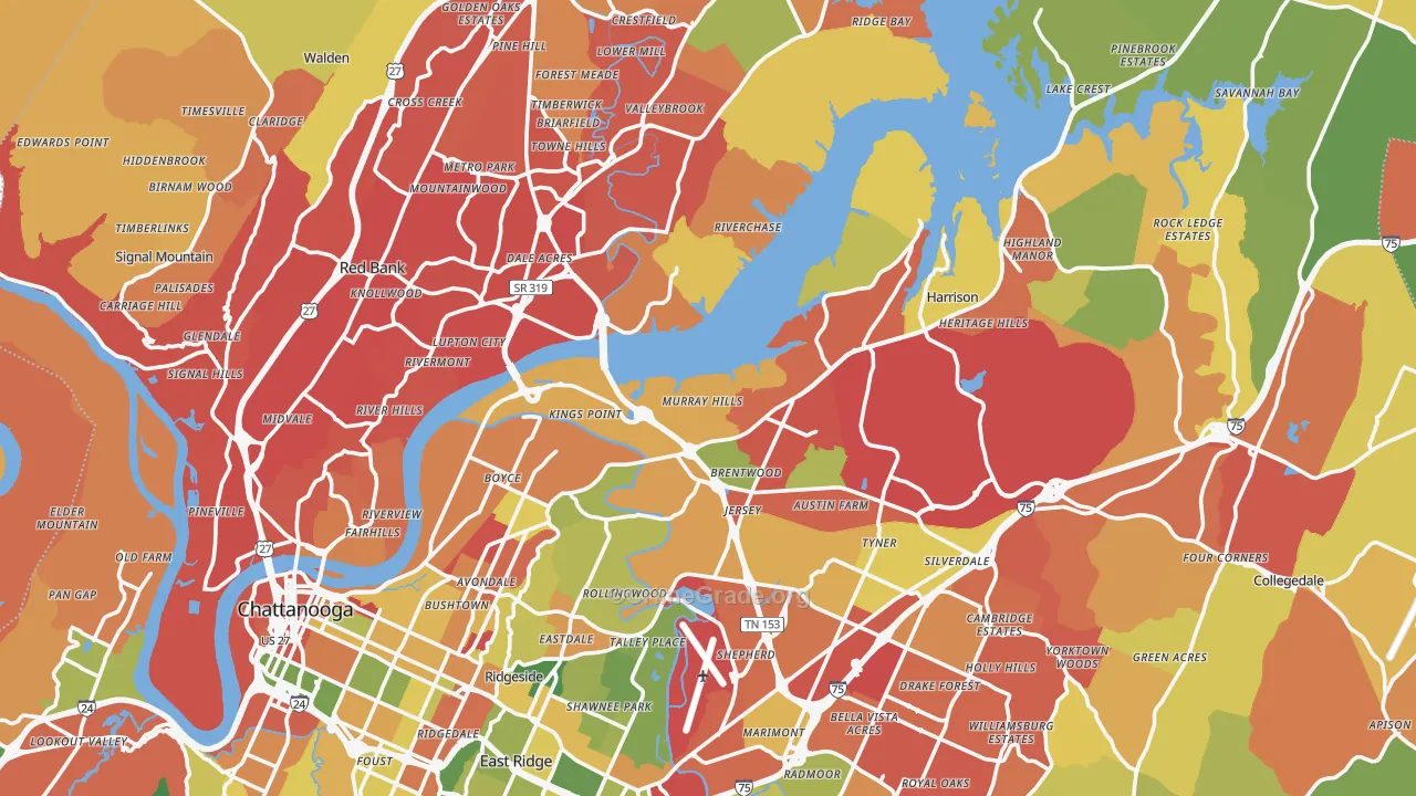 Hamilton County, TN Map of Drug-Related Crime Rates