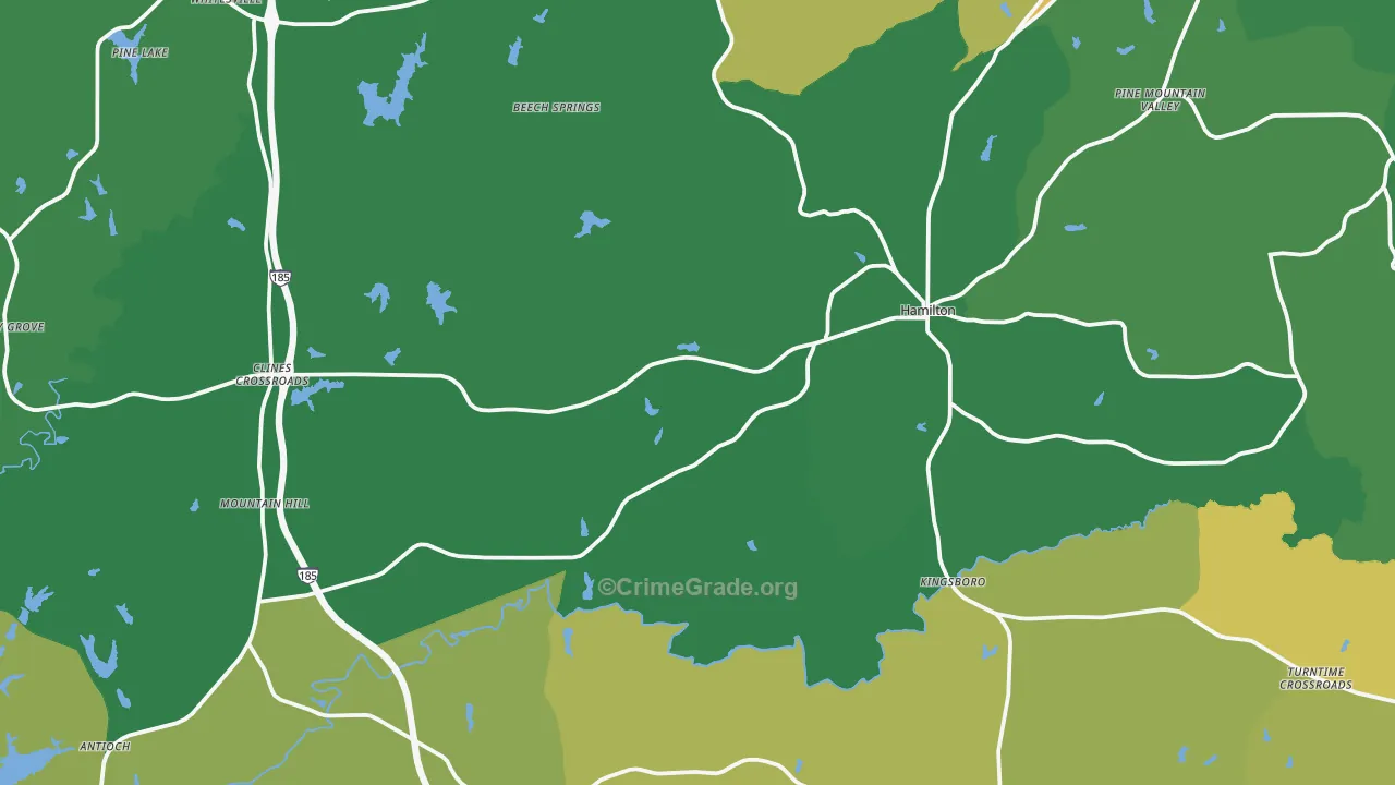 Hamilton, GA Map of Drug-Related Crime Rates