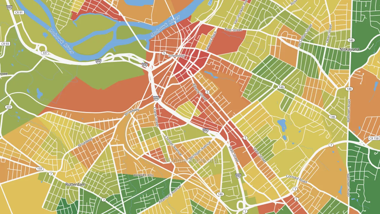 Hamilton Hills, Schenectady, NY Map of Drug-Related Crime Rates