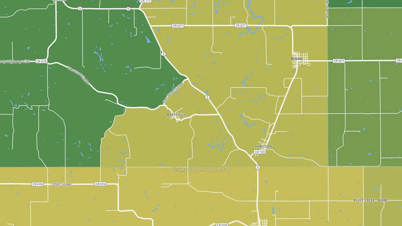 Hamilton, IA Map of Drug-Related Crime Rates
