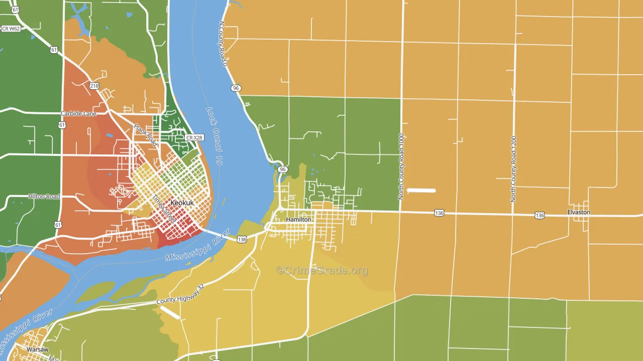 Hamilton, IL Map of Drug-Related Crime Rates