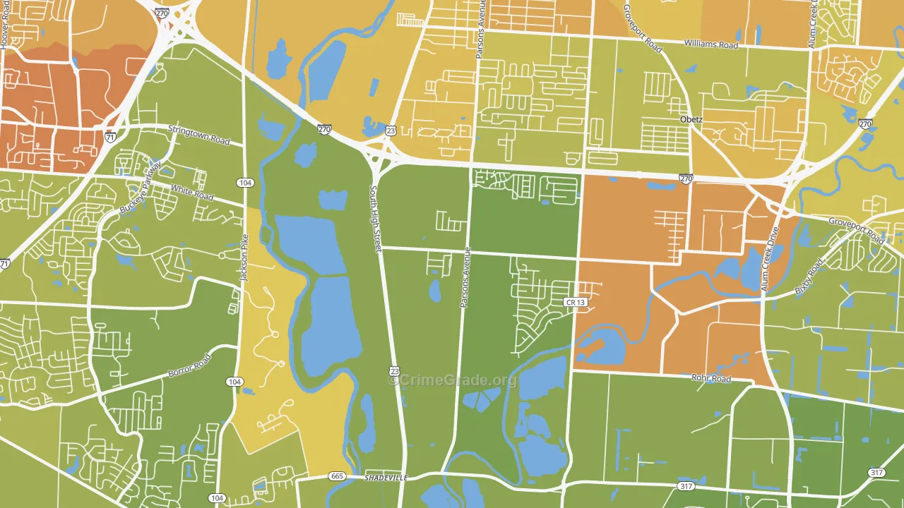 Hamilton Meadows, OH Map of Drug-Related Crime Rates