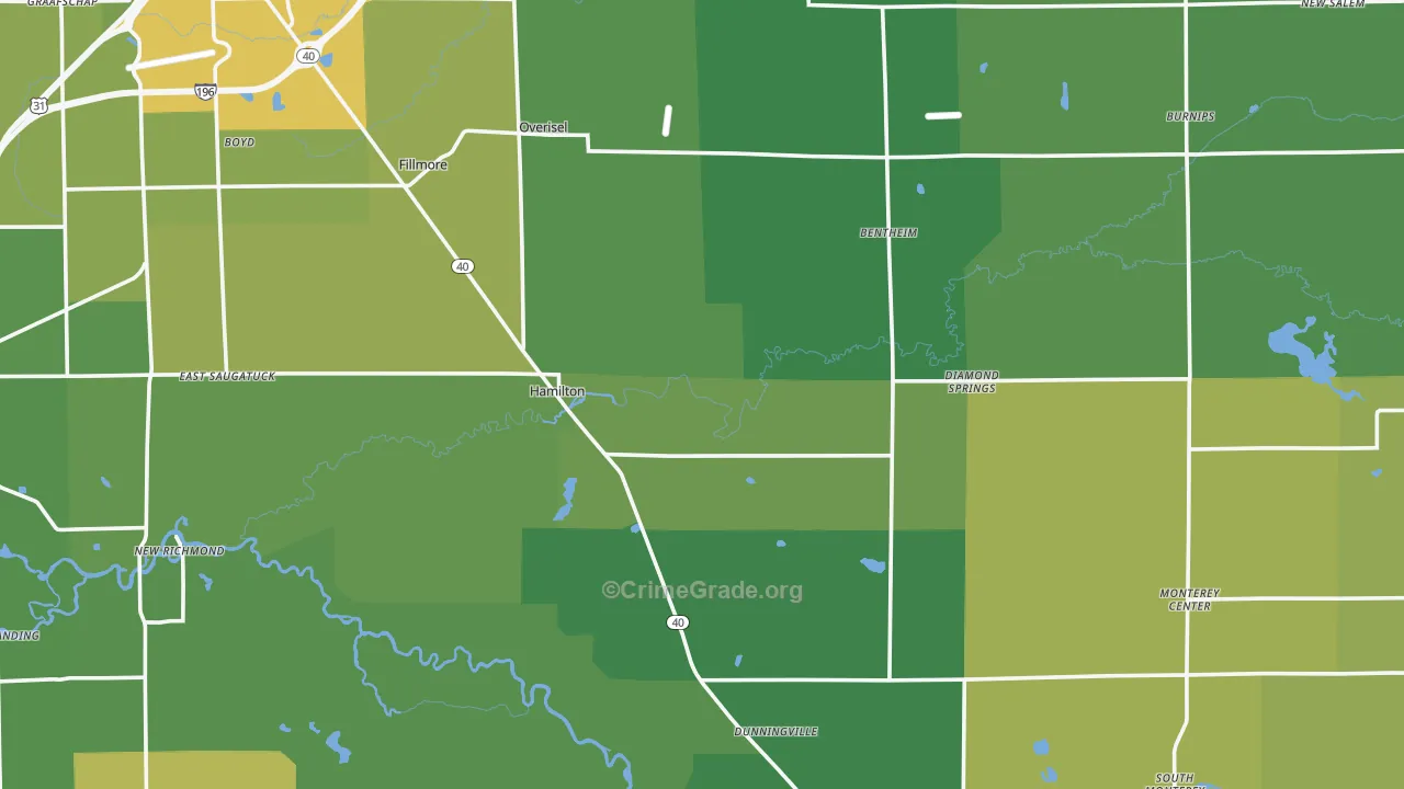 Hamilton, MI Map of Drug-Related Crime Rates