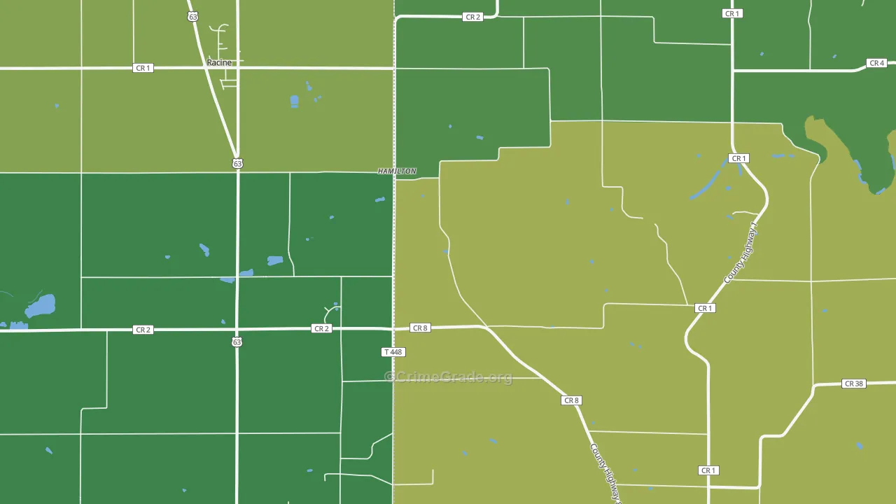 Hamilton, MN Map of Drug-Related Crime Rates