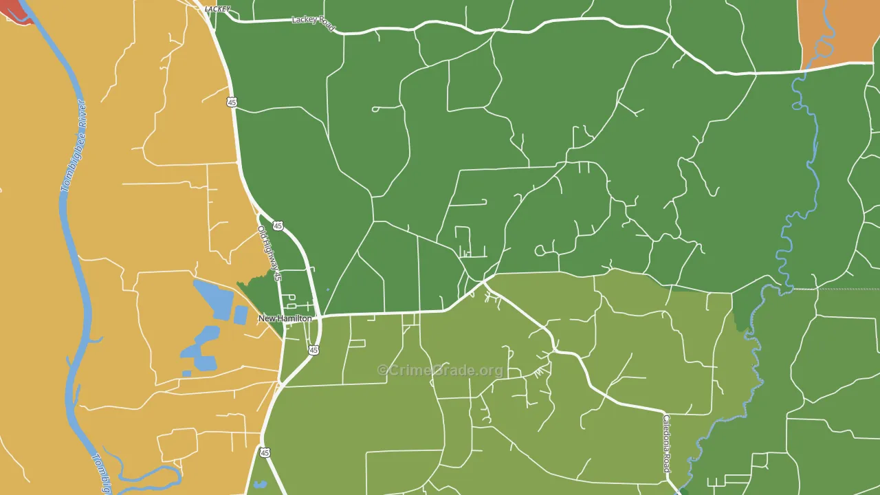 Hamilton, MS Map of Drug-Related Crime Rates