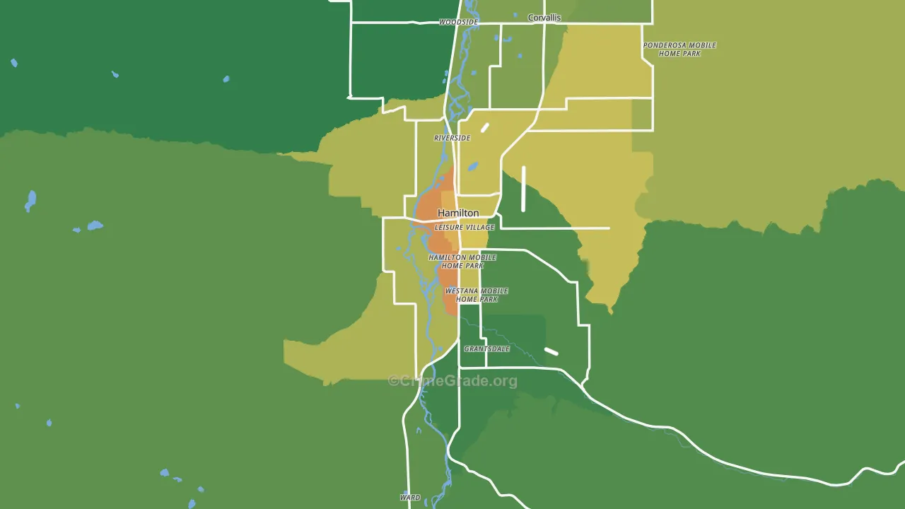 Hamilton, MT Map of Drug-Related Crime Rates