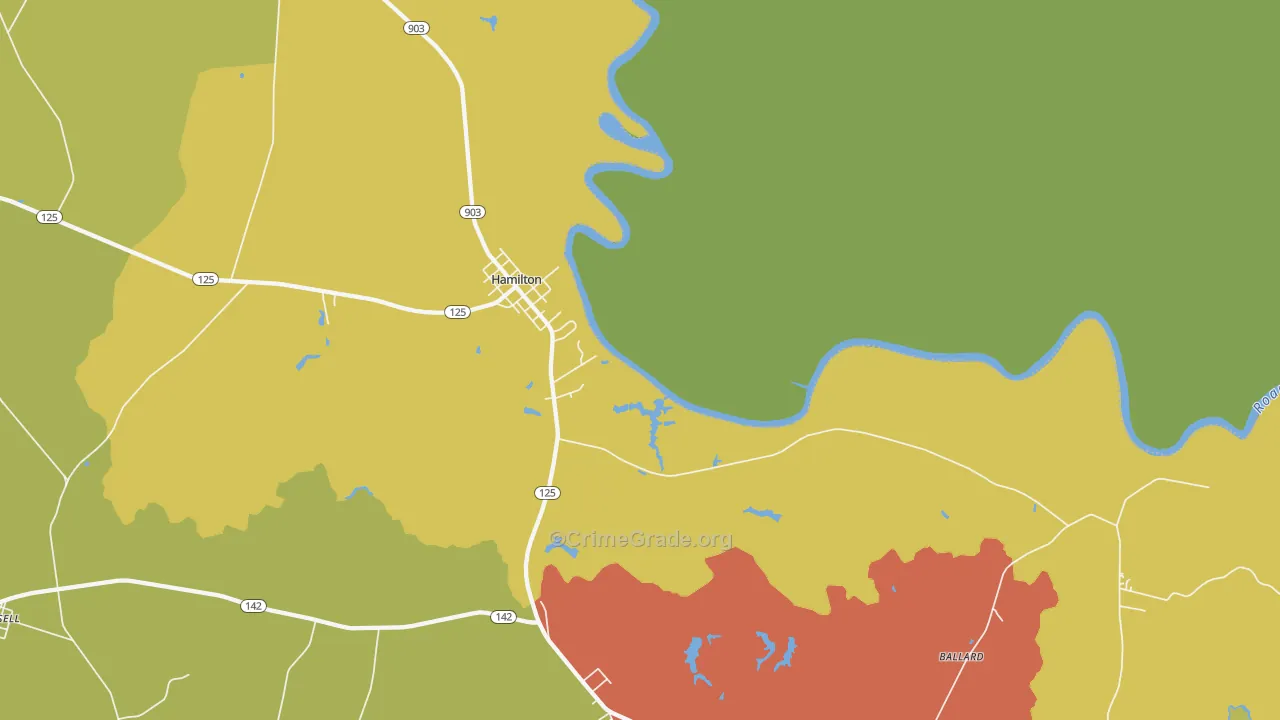 Hamilton, NC Map of Drug-Related Crime Rates