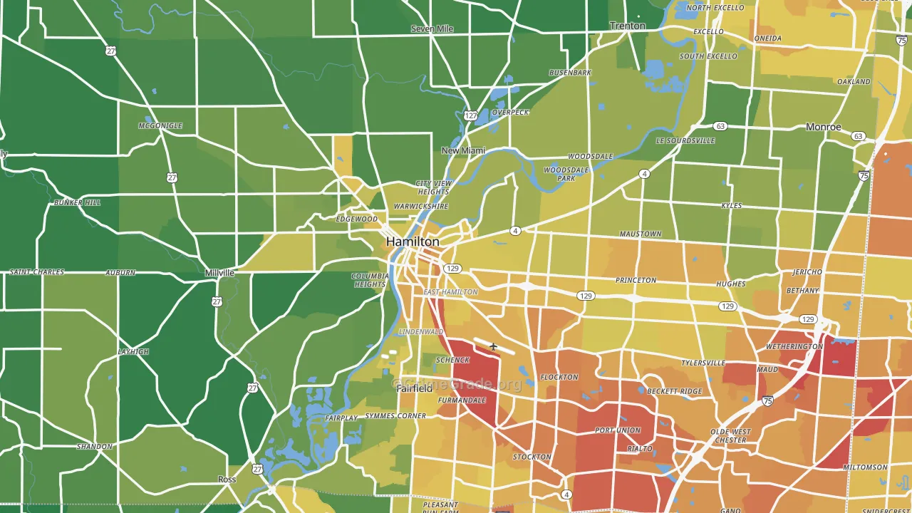 Hamilton, OH Map of Drug-Related Crime Rates