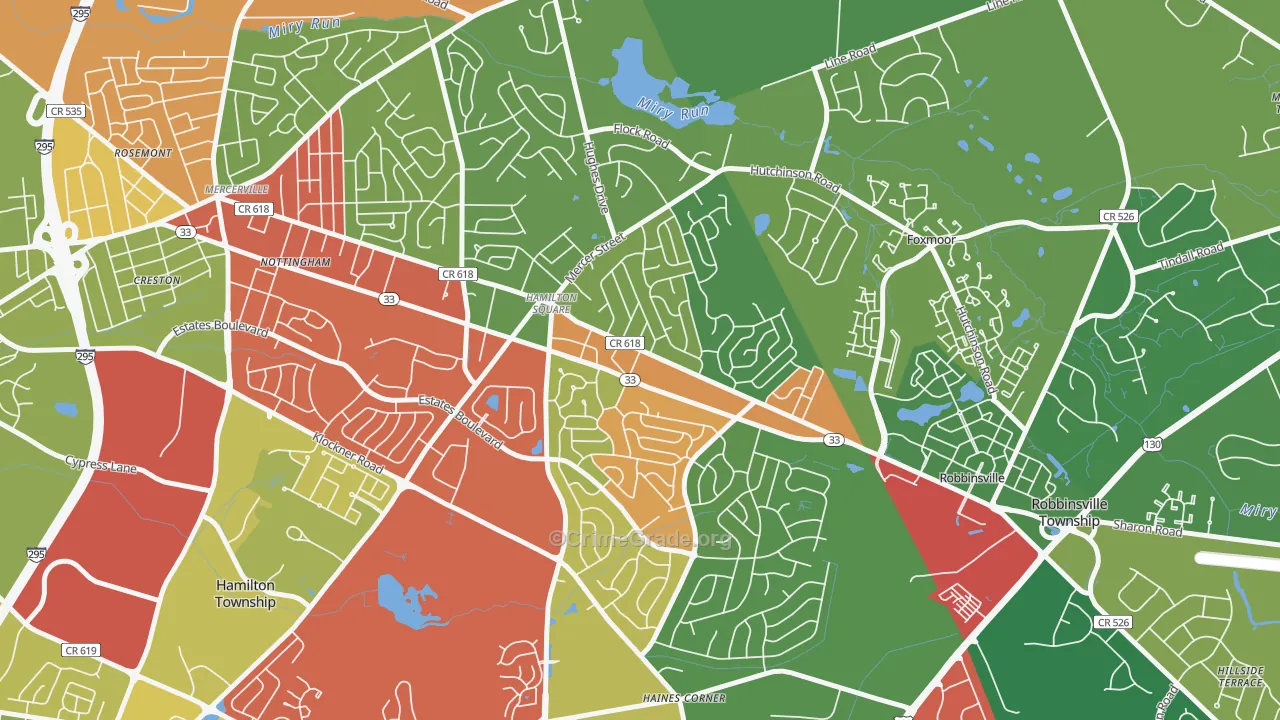 Hamilton Square, NJ Map of Drug-Related Crime Rates
