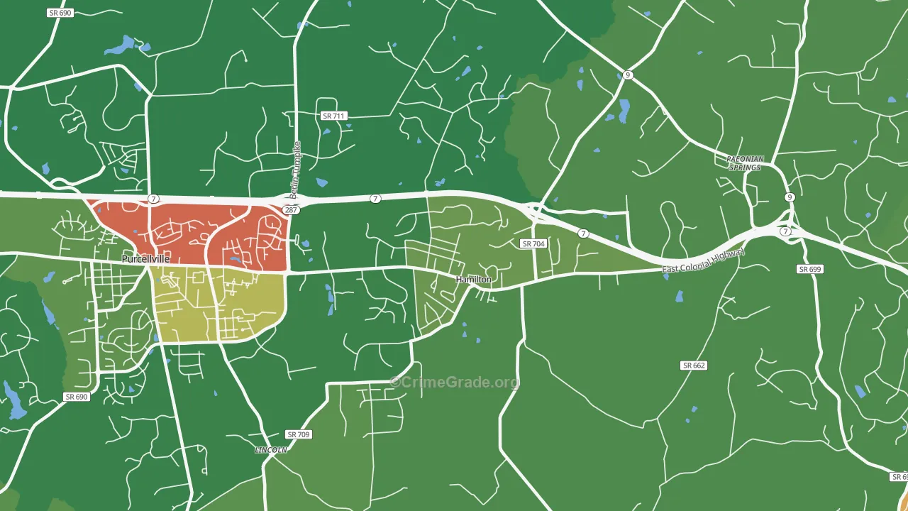 Hamilton, VA Map of Drug-Related Crime Rates