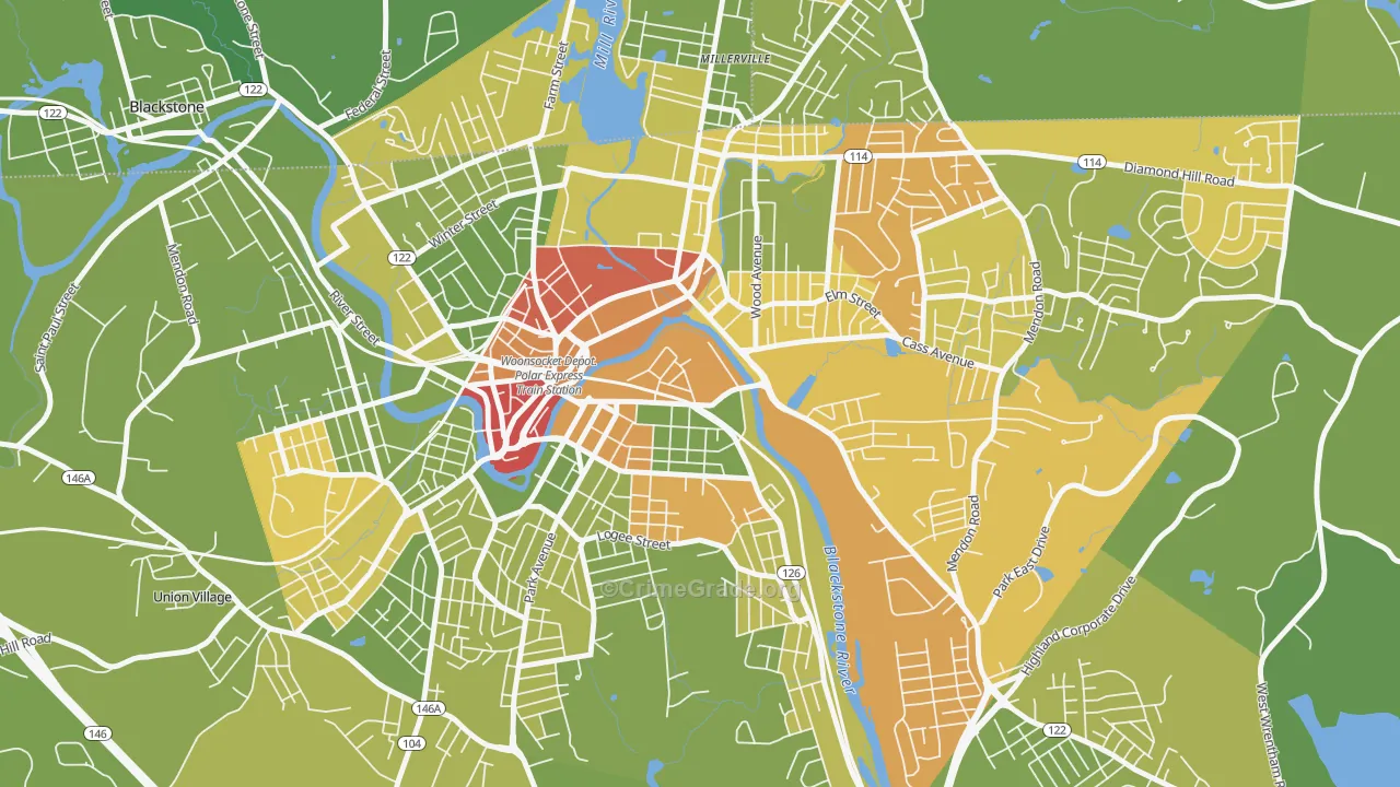 Hamlet, Woonsocket, RI Map of Drug-Related Crime Rates
