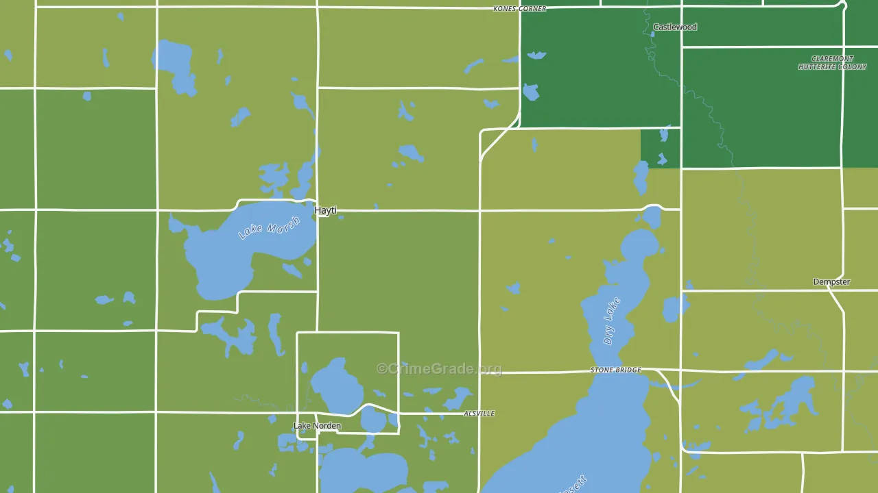 Hamlin County, SD Map of Drug-Related Crime Rates