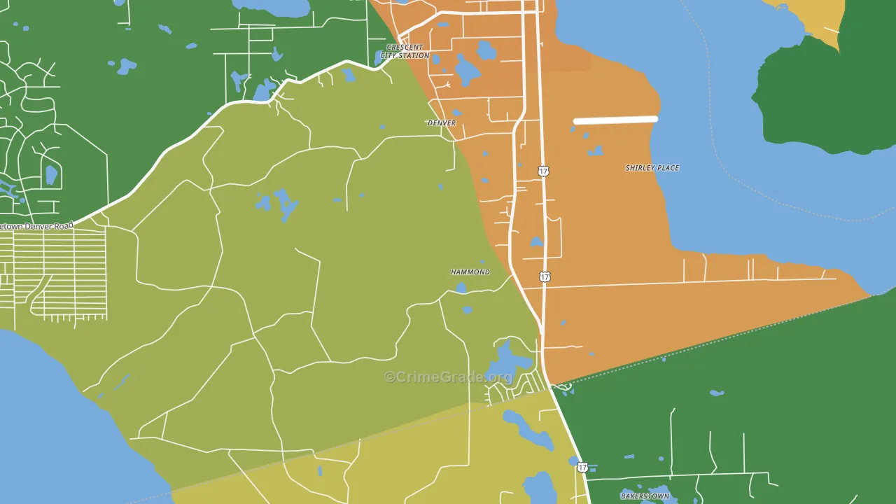 Hammond, FL Map of Drug-Related Crime Rates