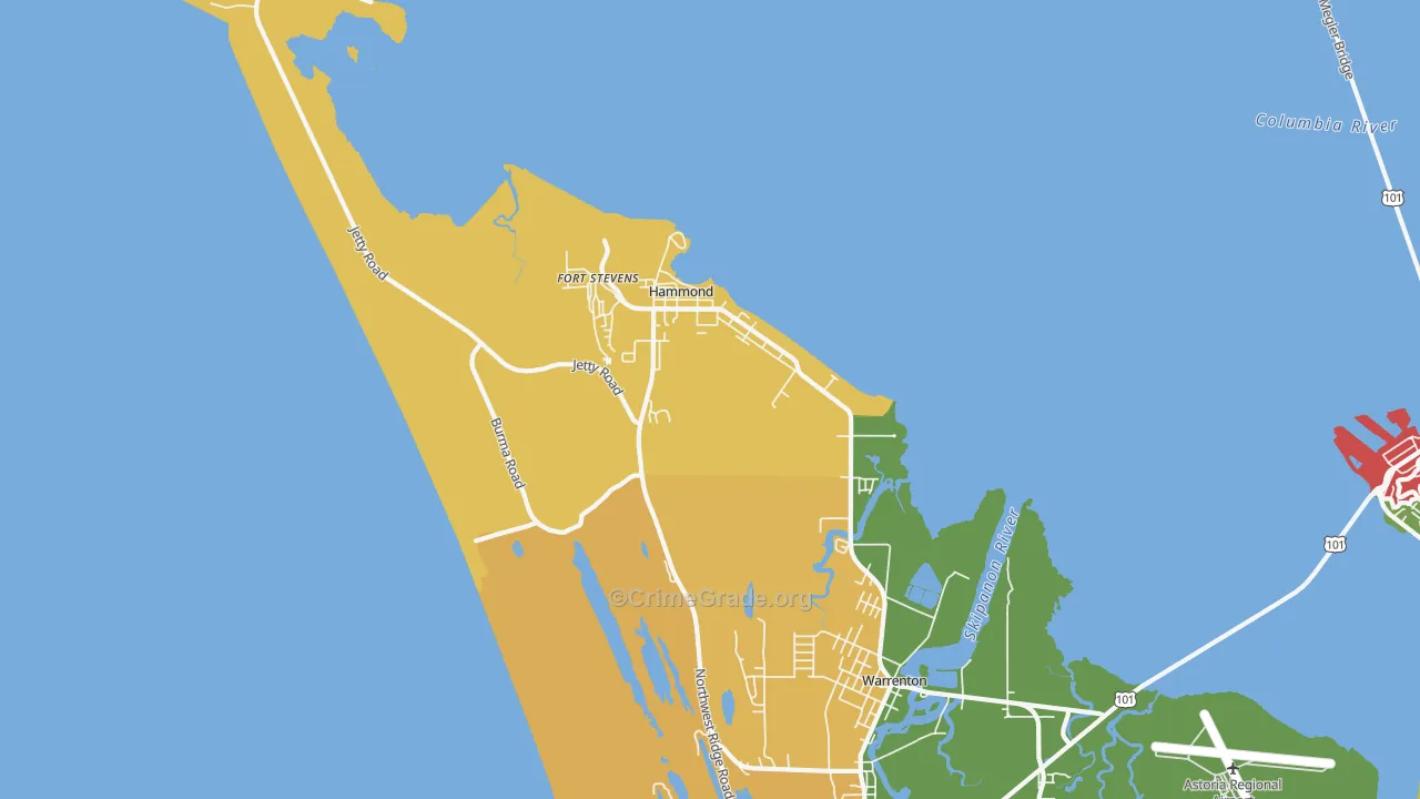 Hammond, OR Map of Drug-Related Crime Rates