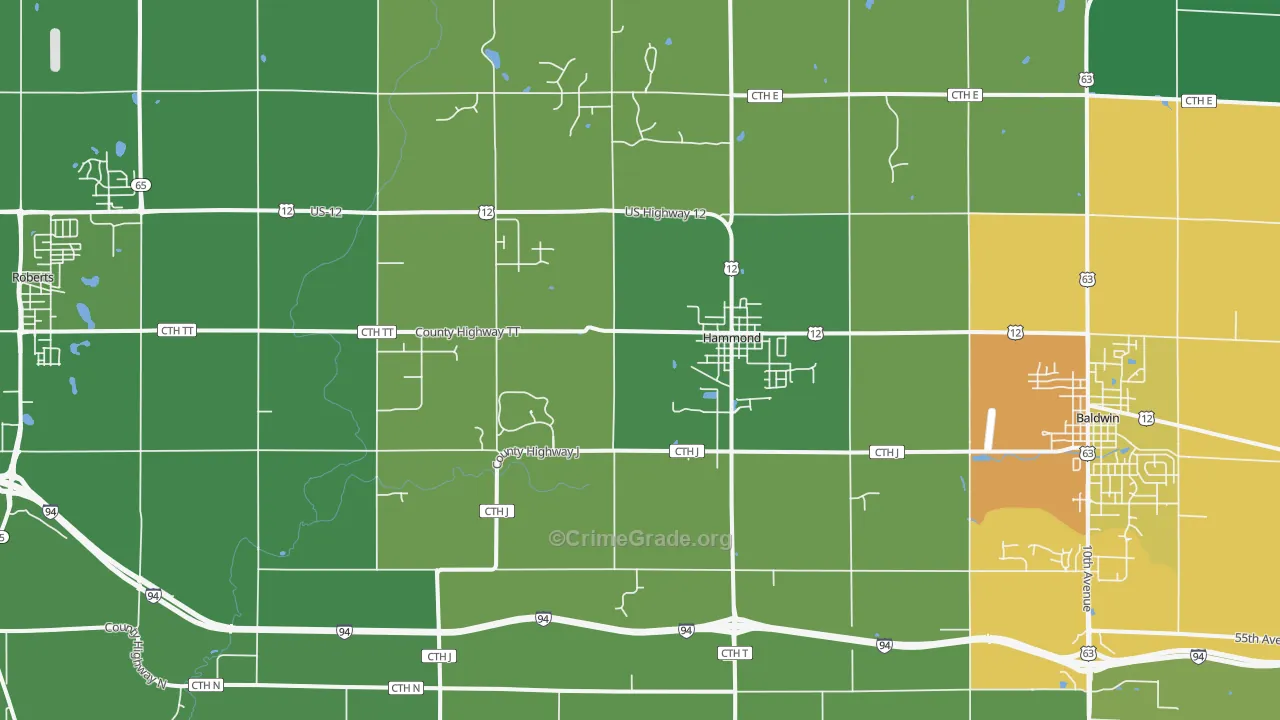 Hammond, WI Map of Drug-Related Crime Rates