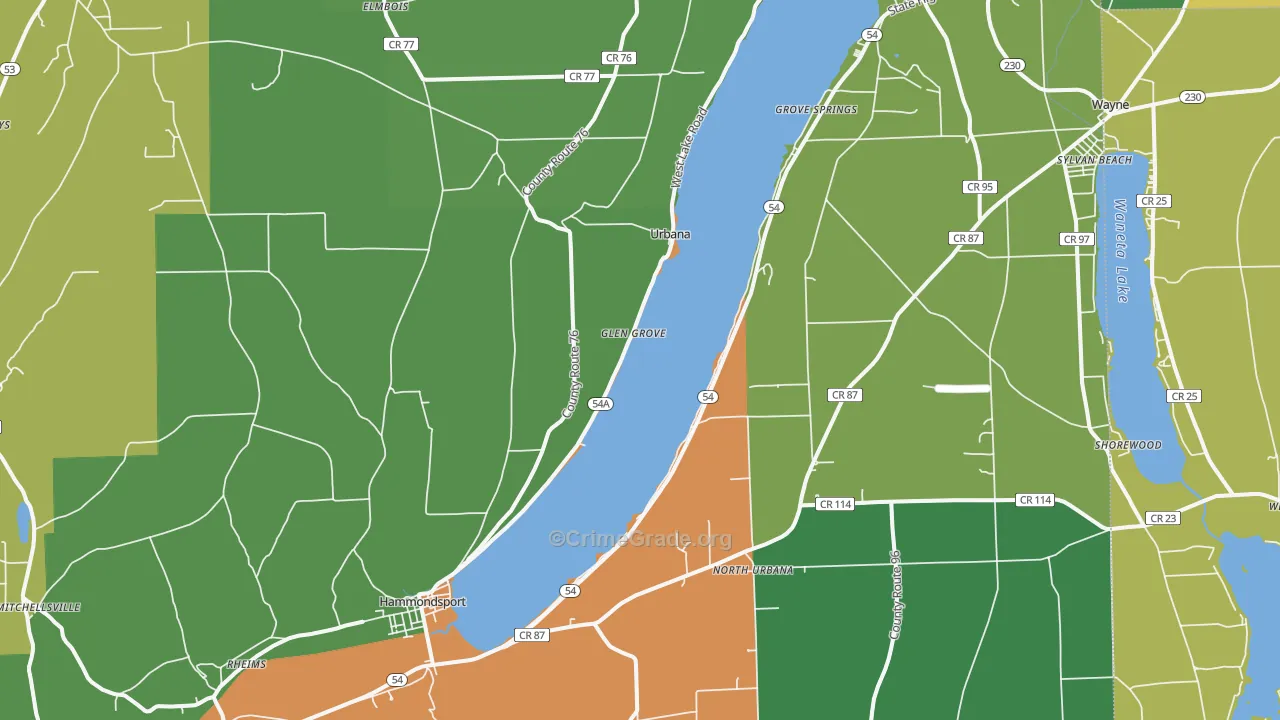 Hammondsport, NY Map of Drug-Related Crime Rates