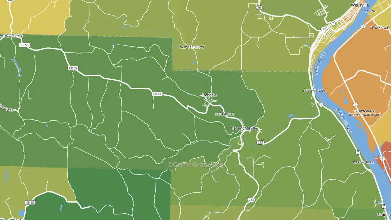 Hammondsville, OH Map of Drug-Related Crime Rates