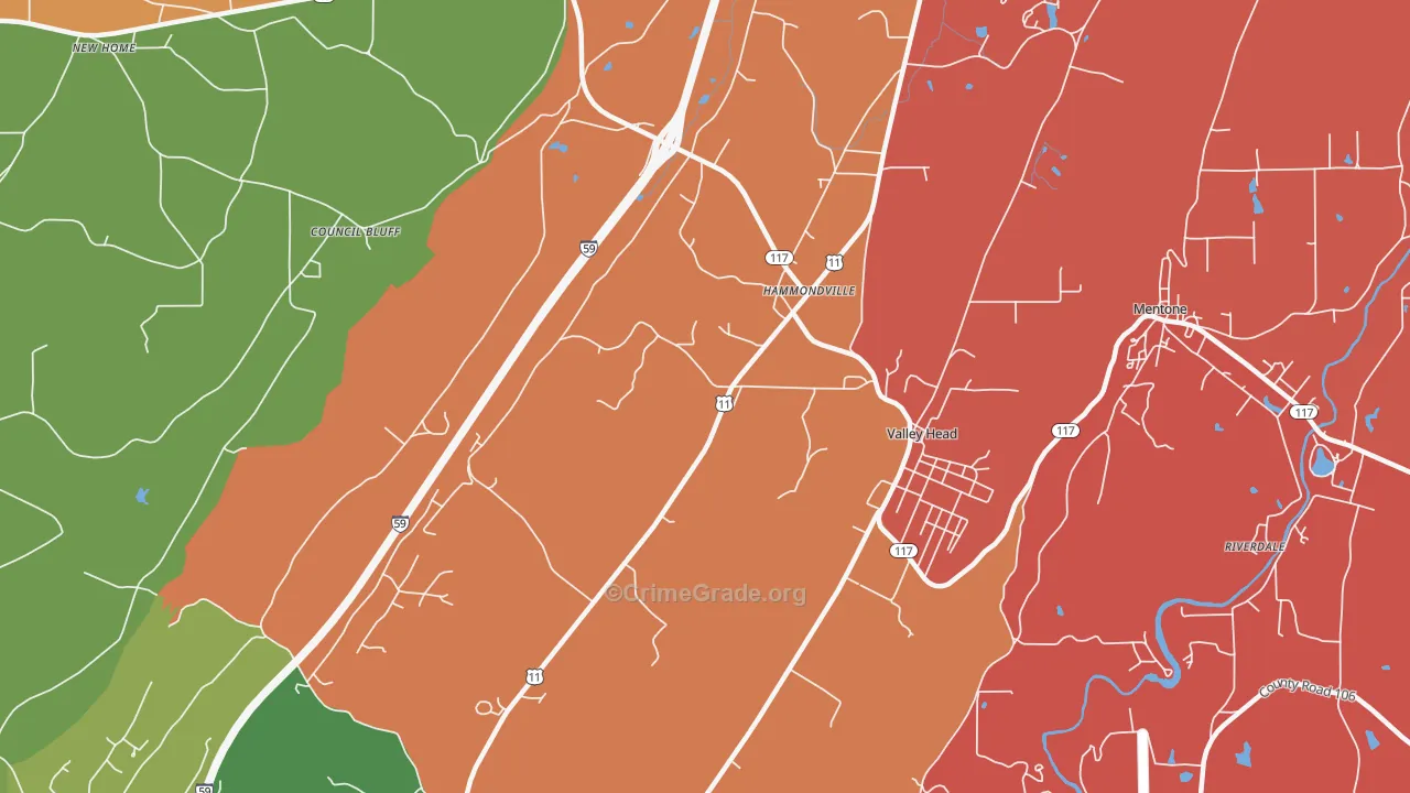 Hammondville, AL Map of Drug-Related Crime Rates