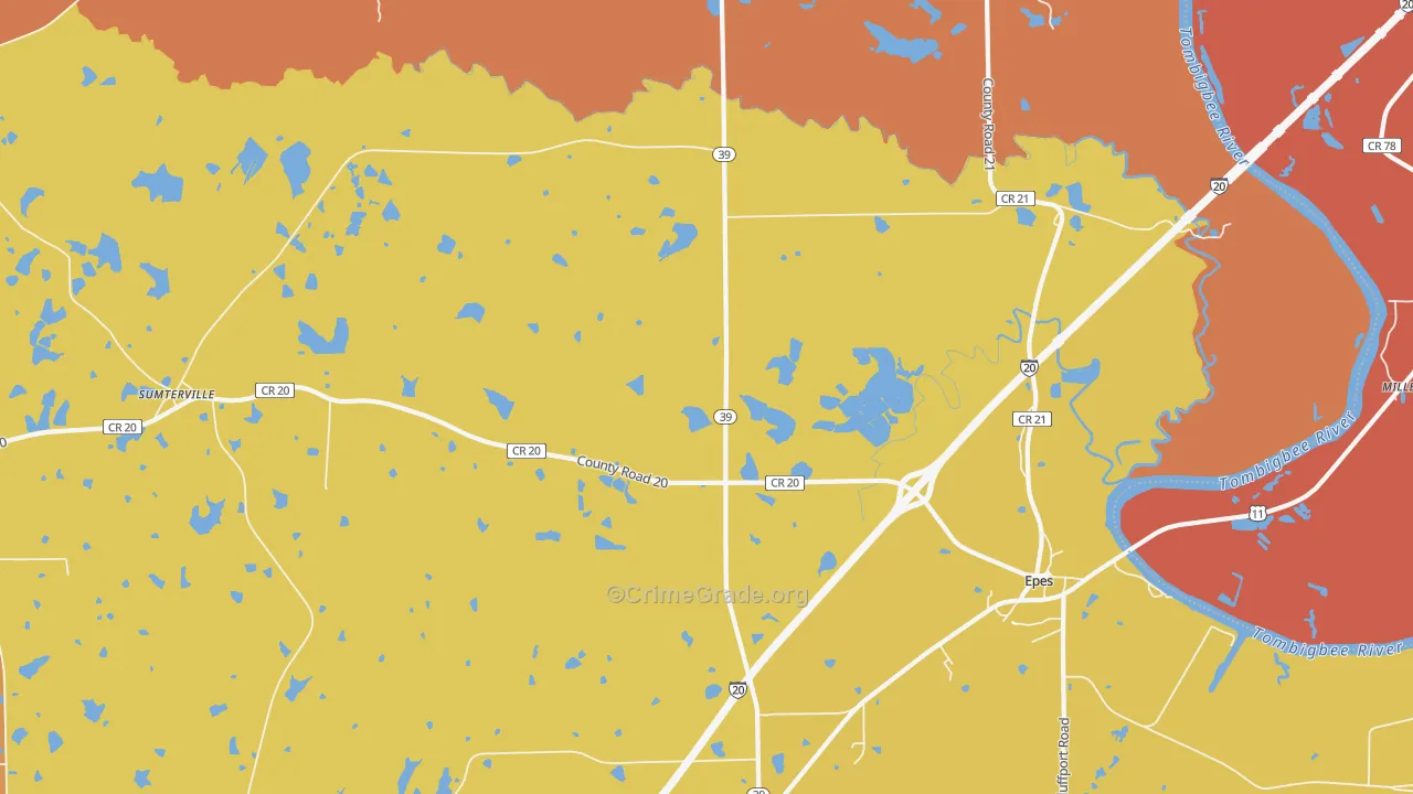 Hamner, AL Map of Drug-Related Crime Rates