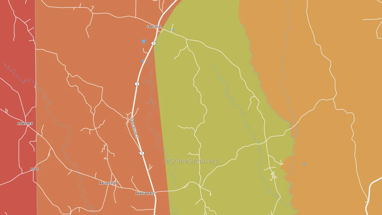 Hampden, AL Map of Drug-Related Crime Rates