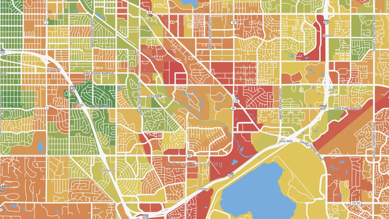 Hampden, Denver, CO Map of Drug-Related Crime Rates