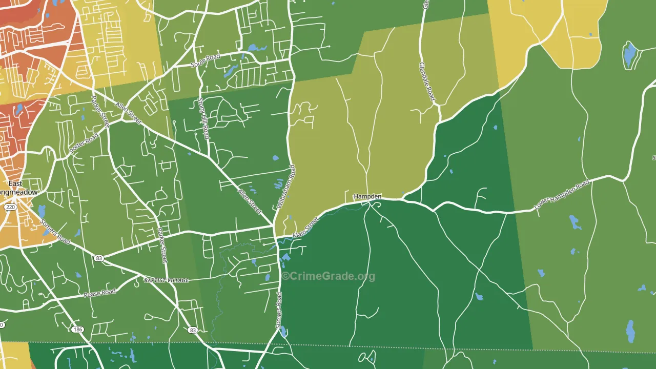 Hampden, MA Map of Drug-Related Crime Rates