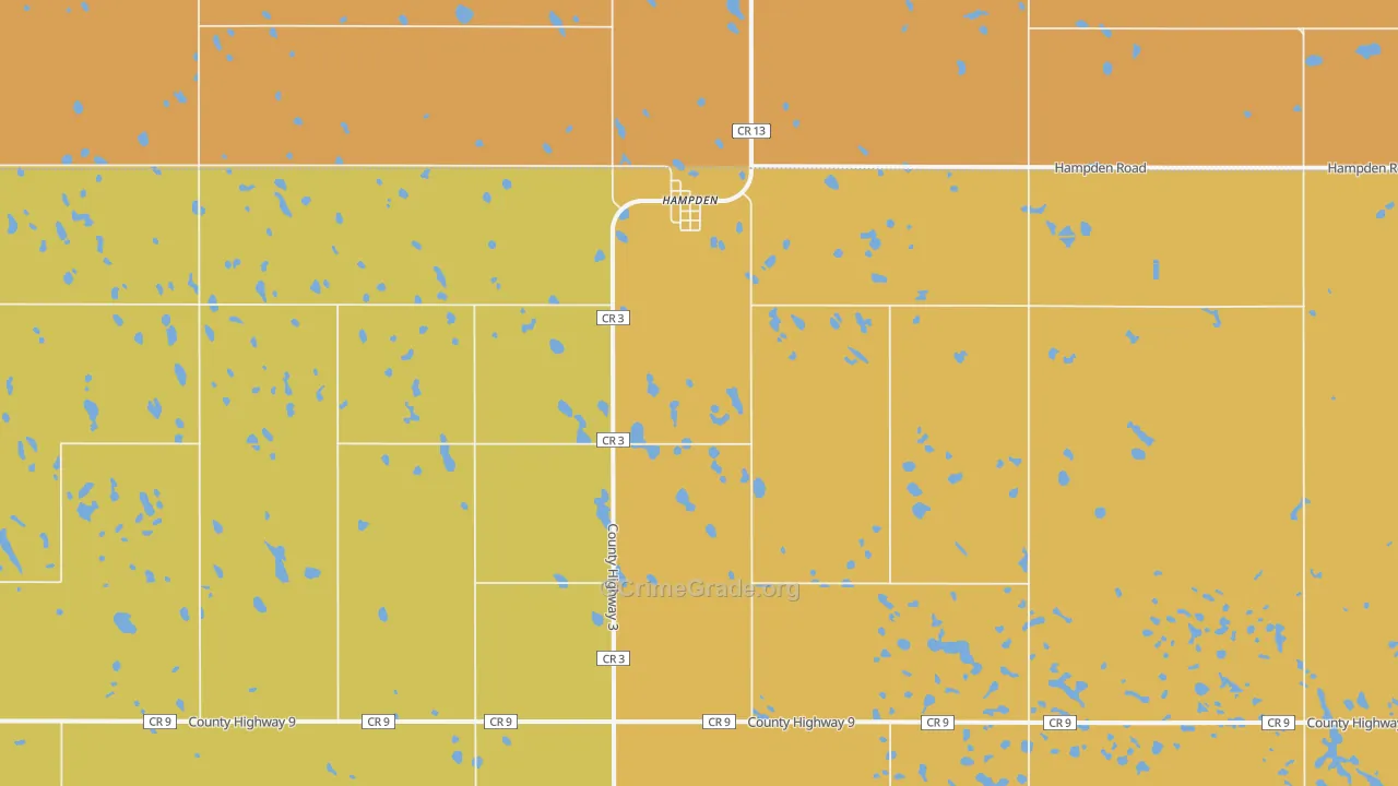 Hampden, ND Map of Drug-Related Crime Rates