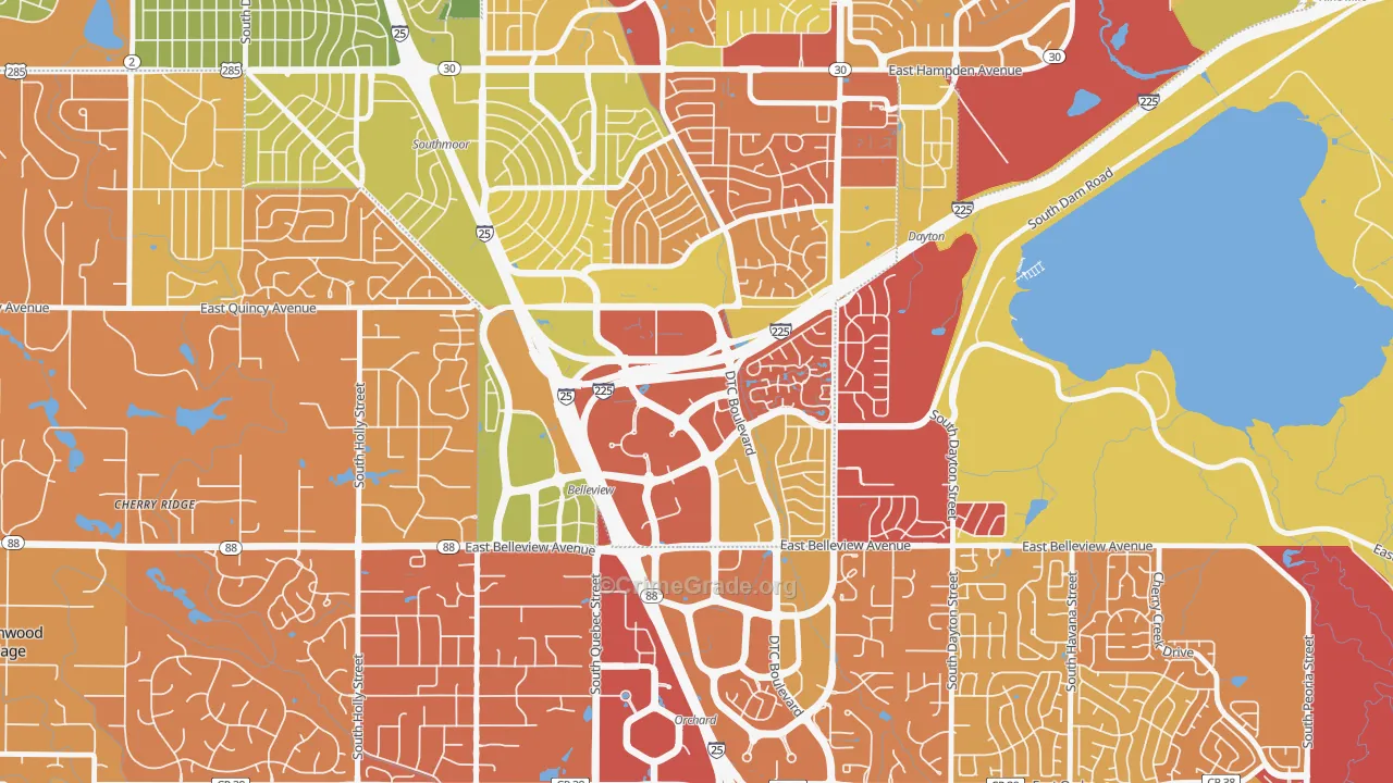Hampden South, Denver, CO Map of Drug-Related Crime Rates