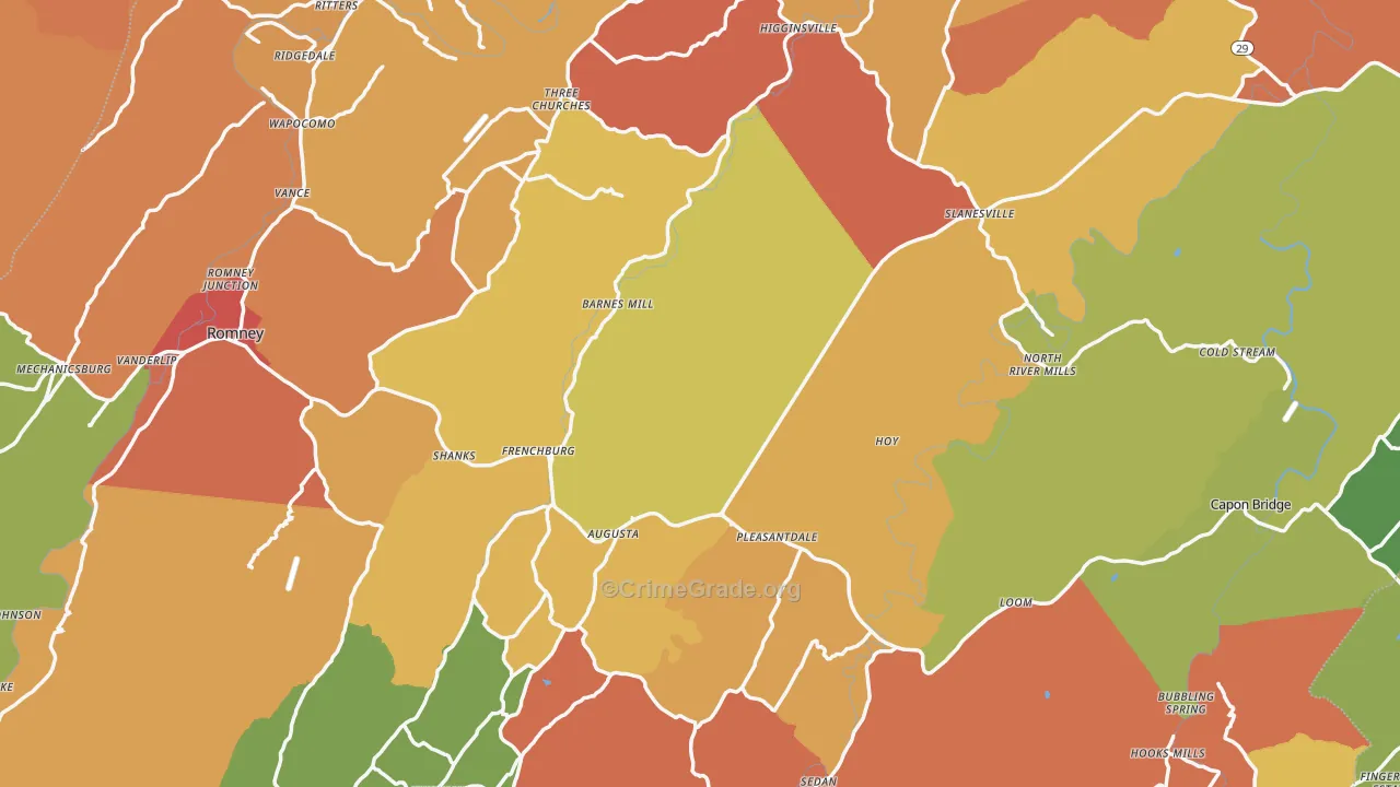 Hampshire County, WV Map of Drug-Related Crime Rates