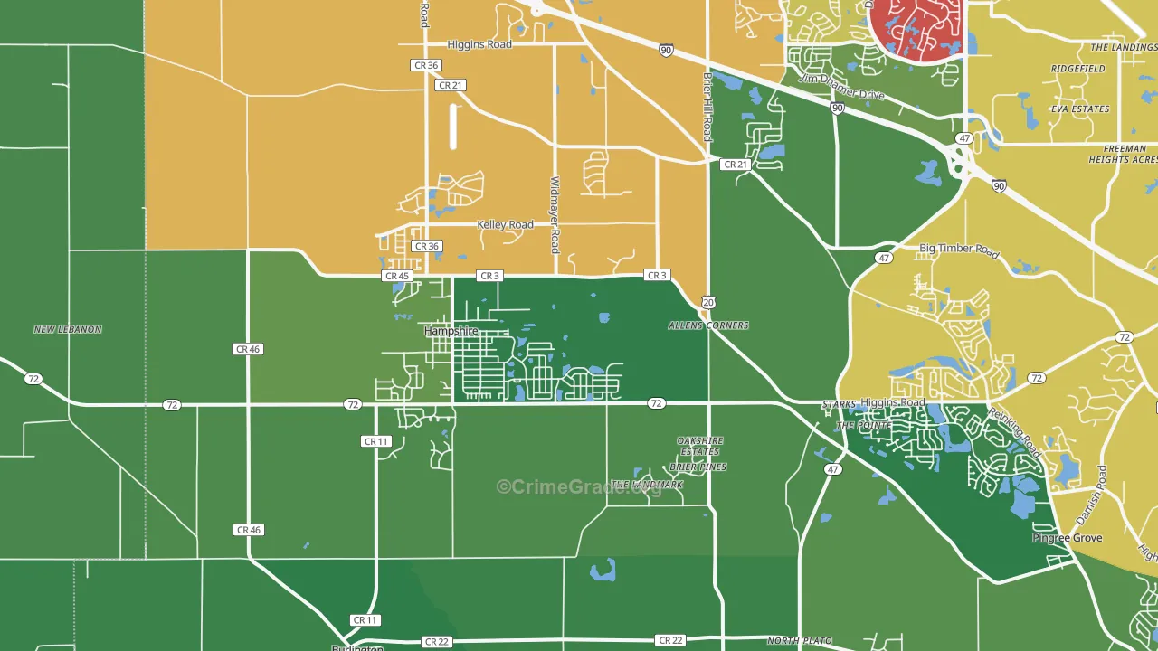 Hampshire, IL Map of Drug-Related Crime Rates