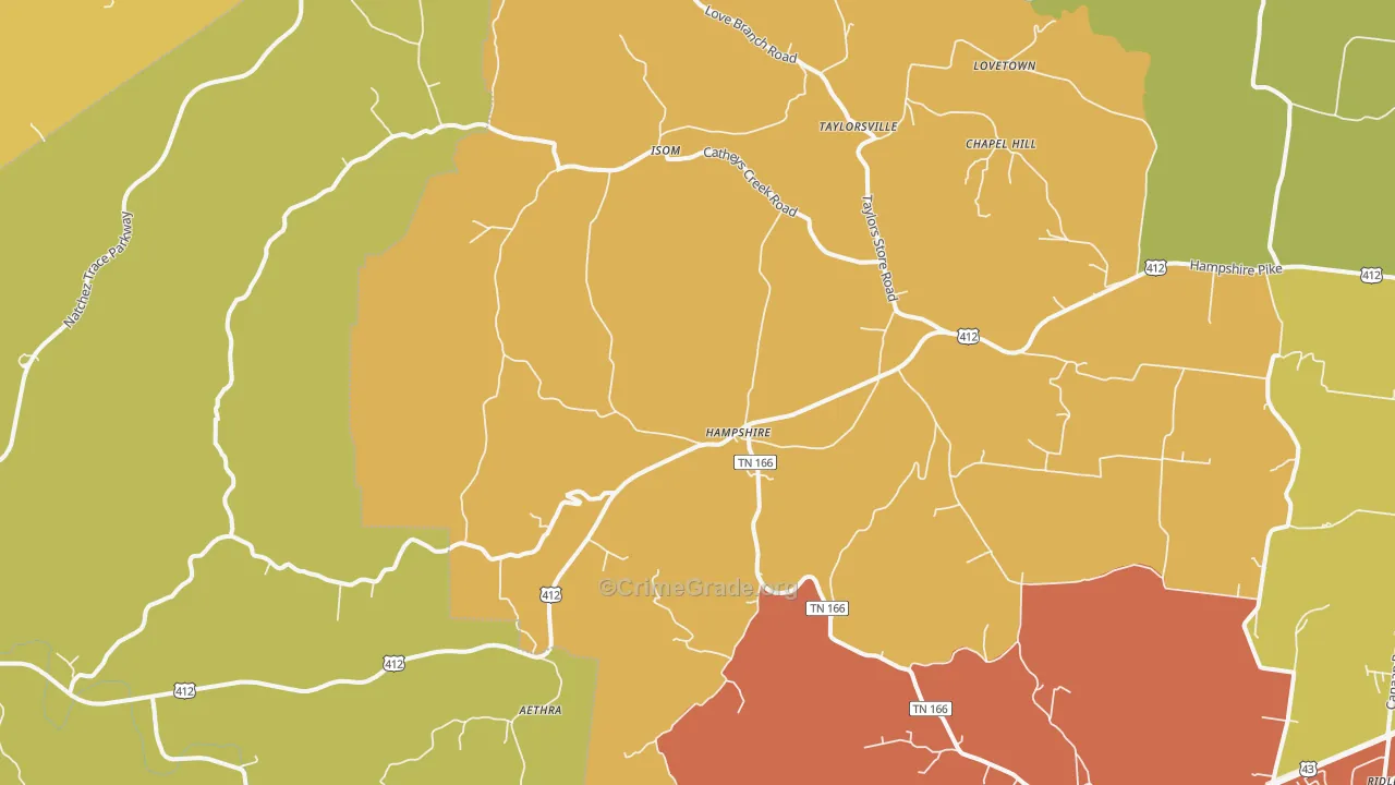 Hampshire, TN Map of Drug-Related Crime Rates