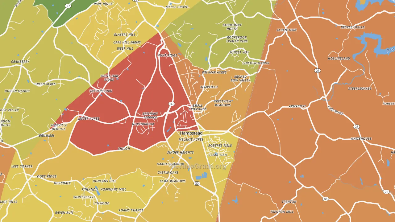 Hampstead, MD Map of Drug-Related Crime Rates