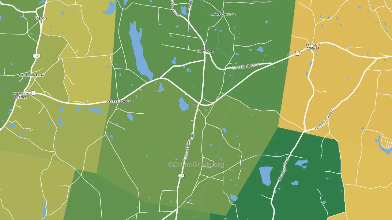 Hampton, CT Map of Drug-Related Crime Rates