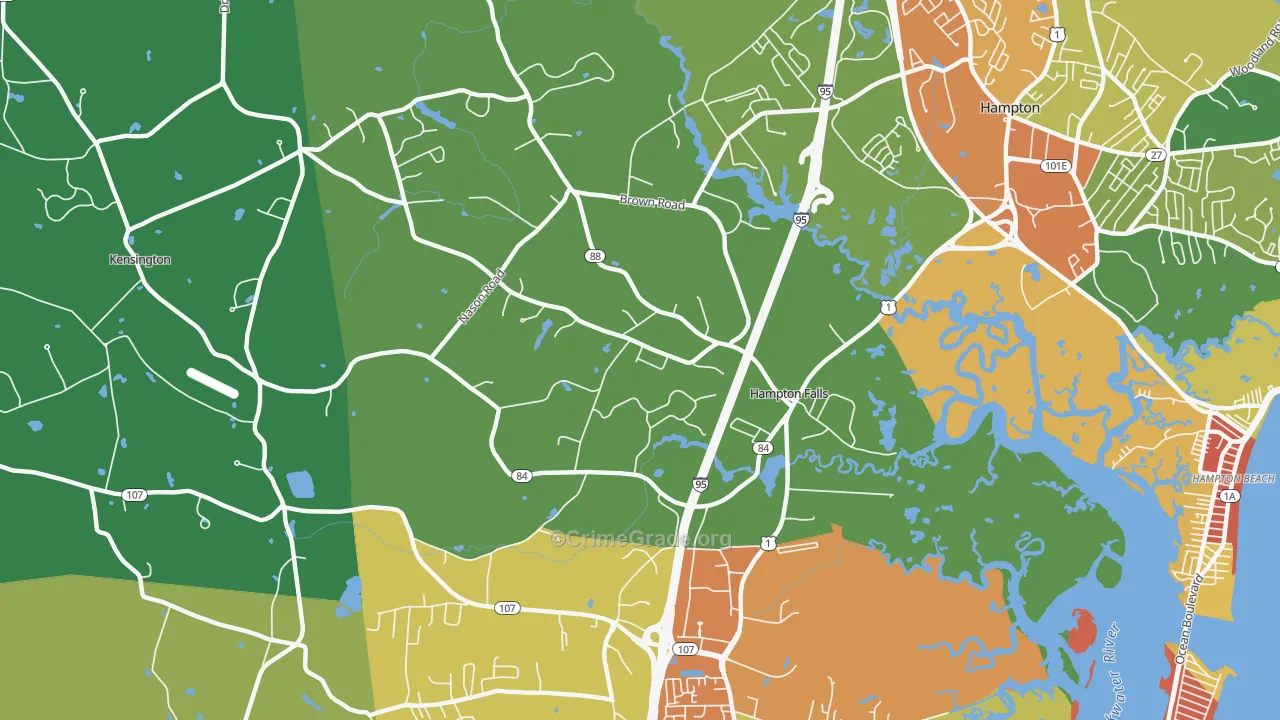 Hampton Falls, NH Map of Drug-Related Crime Rates