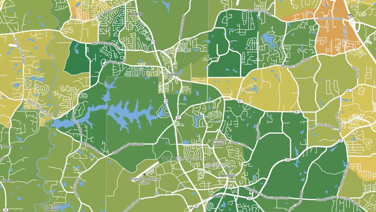 Hampton, GA Map of Drug-Related Crime Rates