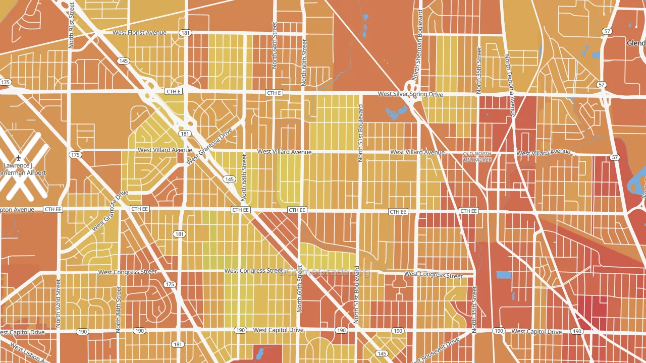 Hampton Heights, Milwaukee, WI Map of Drug-Related Crime Rates