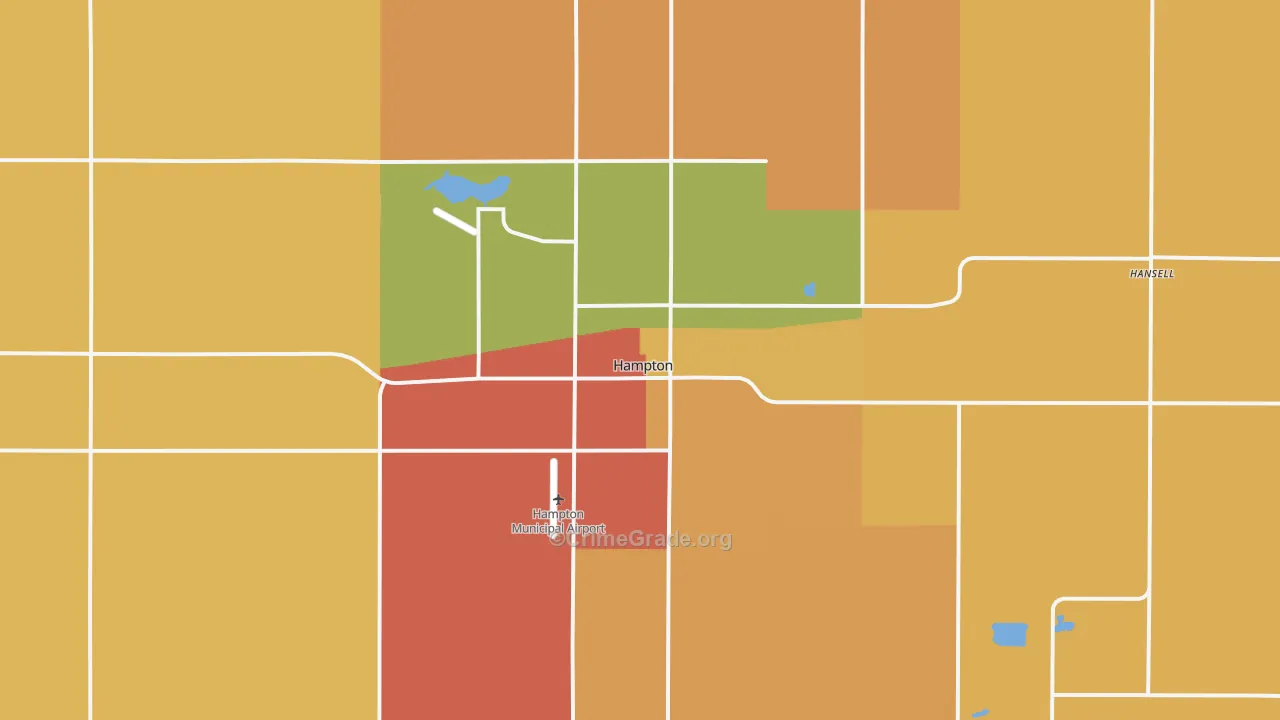 Hampton, IA Map of Drug-Related Crime Rates
