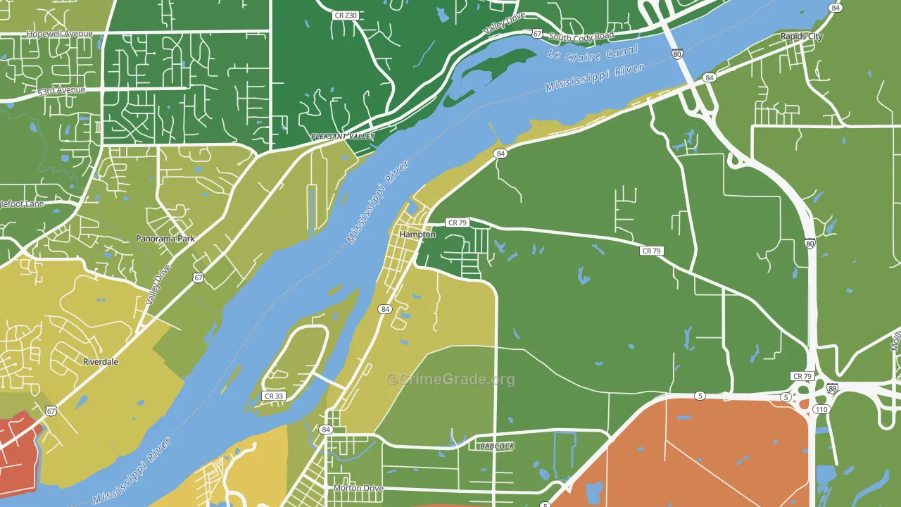 Hampton, IL Map of Drug-Related Crime Rates