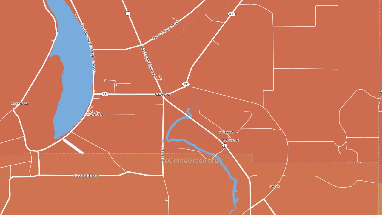 Hampton, MS Map of Drug-Related Crime Rates