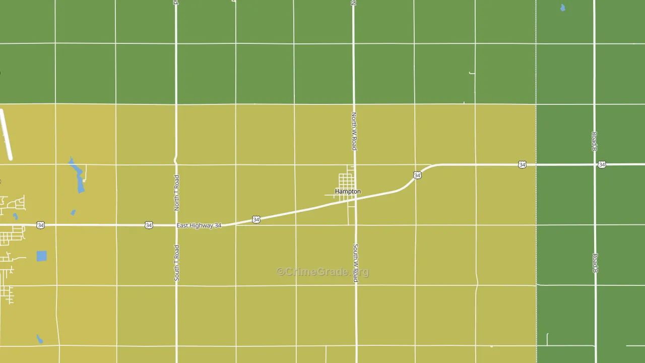 Hampton, NE Map of Drug-Related Crime Rates