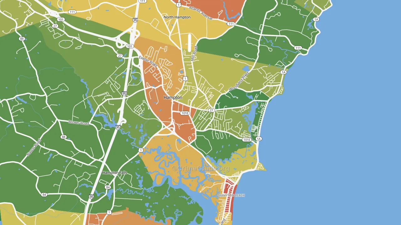 Hampton, NH Map of Drug-Related Crime Rates